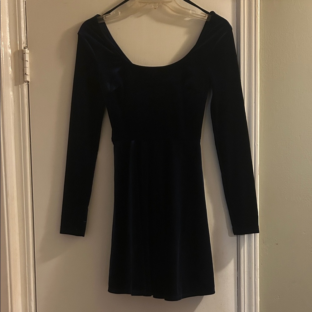 B Darlin Midnight Blue Long Sleeve Dress